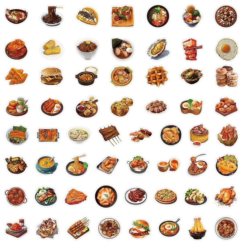 60PCS Realistic Food Stickers Yummy Delicious High Quality Watreproof Stickers - Image 1 of 1