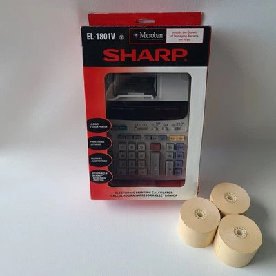 Sharp EL-1801V Printing Calculator 12 Digit 2 Color Pinter w/ 3 Paper Rolls New - Image 1 of 4