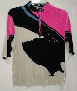 Jamie Sadock Poloshirt Top L OpArt 1/4 Zip gerippt Golf Pickleball Freizeit - Bild 1 von 9