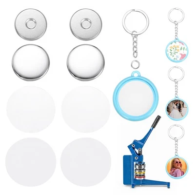 50 Sets Button Maker Supplies 32mm / 1.26 Inch Blank Keychain Button Parts, Blue Foto 1 de 4