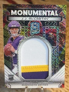 2024 Spectra JJ MCCARTHY Rookie RC Monumental 3-Color Patch /25 ~ Vikings - Picture 1 of 2