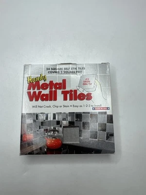 NUEVO PAQUETE DE 24 azulejos de pared de metal autoadhesivos prácticos con aspecto de metal inoxidable de 3 pies cuadrados Foto 1 de 2