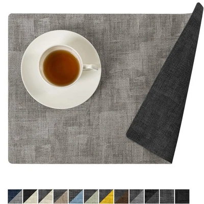 Reversible Vinyl Placemats Set of 8, Faux Leather 100% Waterproof Oil-proof W... - Image 1 of 4