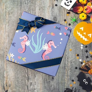 2 Sheets Mermaid Wrapping Paper Seaside Anniversary Ocean Printing Packaging - Picture 1 of 12