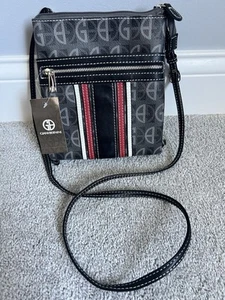 Giani Bernini Dasher Center Stripe Crossbody Black NWT Adj. Strap Retail $74.50 - Picture 1 of 24