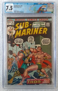 Sub-Mariner #59 (Marvel, 3/73) CGC 7.5 VF- (classic THOR vs. NAMOR cover) "KEY" - Picture 1 of 3