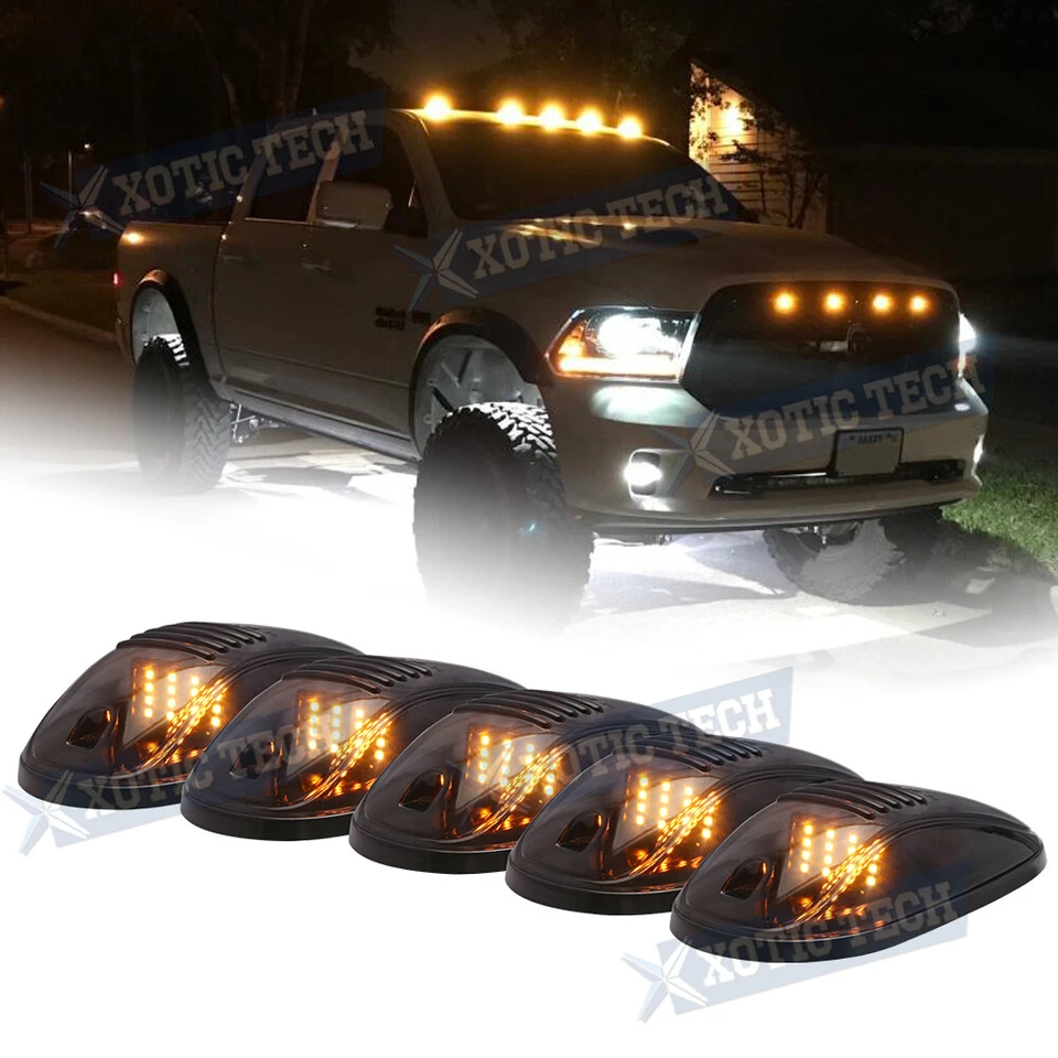 Luces marcadoras de techo de cabina de humo ámbar para Dodge Ram 1500 2500 3500 4500 2003-2019 Foto 1 de 4