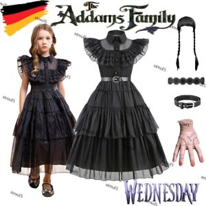 The Addams Family Cosplay Wednesday Maskerade Kinder Kleid Tanzen Party Karneval