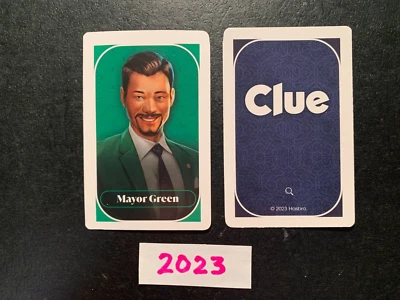 Clue  2023  Mayor Green   Suspect Card  Game Replacement Pieces / Card - Image 1 of 2
