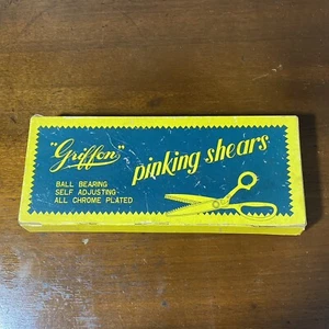 Pinking Shears Griffon 8" Scissors Model A Chrome Plated Self Adjusting Vintage - Picture 1 of 7