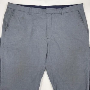 Nautica Mens Dress Pants Size 42/32 Blue Checkered Polyester Stretch Straight - Picture 1 of 10