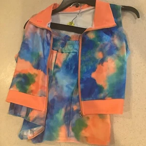Tye Dye Shorts XXS And Zip Up Vest Youths Large Combo - Picture 1 of 2