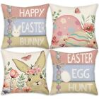 Happy Easter Bunny Pillow Covers 22x22 Inch Set of 4, Rabbits Bunny Easter Eg...