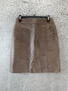 Vintage Margaret Godfrey Skirt Women's 4 Brown Genuine Leather Pencil Above Knee - Picture 1 of 10