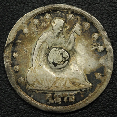 1875 S Silver Twenty Cent Piece - Badly Damaged Cover