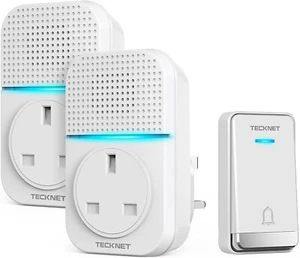 TECKNET Self-Powered Doorbell, Waterproof Twin Wireless Doorbell No Battery NEW - Picture 1 of 8