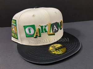 EXCLUSIVE OAKLAND A'S ATHLETICS FITTED HAT SATIN BRIM RICKEY PATCH CLUB 7 1/2 - Picture 1 of 11