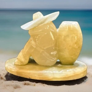 Vintage MCM Hand Carved Stone Marble Sombrero Siesta Nap Man Toothpick Holder - Picture 1 of 7
