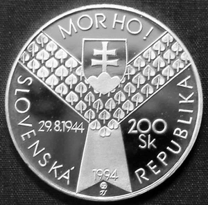 Slovakia 200 korun Silver Proof 1994 World War II D-Day KM#23 - Picture 1 of 10