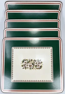 Juego de 5 Spode Navidad Rosa Corcho Trivet Con Pies Rectángulo Usado en Excelente Condición! Difícil de encontrar! Vacaciones - Imagen 1 de 24