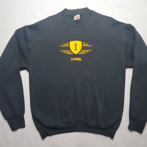Vintage Iowa Hawkeyes Crewneck Sweatshirt Men's Large Black Fruit of Loom Best T Cover