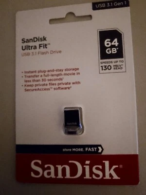 Sandisk SDCZ430-064G-G46 64GB Ultra Fit USB 3.1 Flash Drive - Black - Image 1 of 2