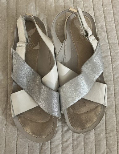 Sandali Clarks Trigenic in pelle 10 5 M argento crema scarpe da passeggio comfort