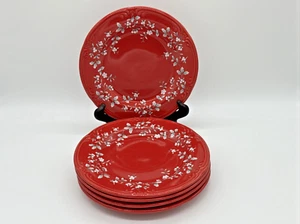 Set of 5 Pfaltzgraff Winterberry Red Accent Salad Plates 8 1/8” Holly Berry - Picture 1 of 14