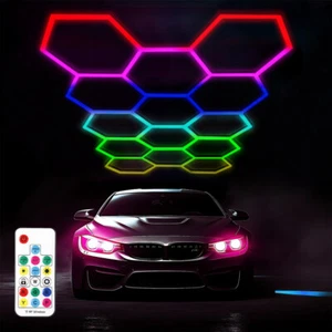 RGB Hexagon LED Lampe Werkstatt Garage Wand Decken Leuchte Waben Beleuchtung 14x - Bild 1 von 20