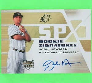 JOSH NEWMAN 2008  ROOKIE SIGNATURES SPx #112   Colorado Rockies