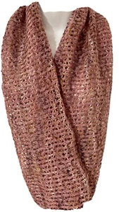 Exclusive Handmade Fleck Musk Pink Knit Infinity Scarf Made In Tasmania - Picture 1 of 3