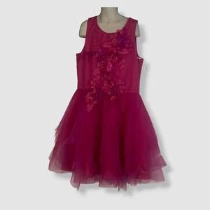 $218 Zoe Ltd. Girl's Pink Feather Embellished Round Neck A-Line Dress Size 10 - Picture 1 of 3