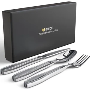 Weighted Cutlery Set 3 Utensils Stainless Steel Disabled Elderly Easy Grip - Picture 1 of 12