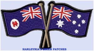 AUSTRALIA TASMANIA CROSSED FLAGS BIKER PATCH 100 X 55MM - Picture 1 of 1