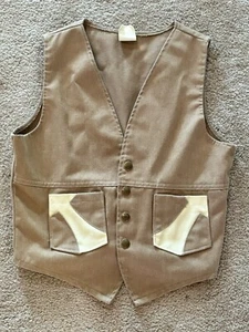 Vintage Boys Western Tan Vest Never Needs Ironing Size 16 - Picture 1 of 5