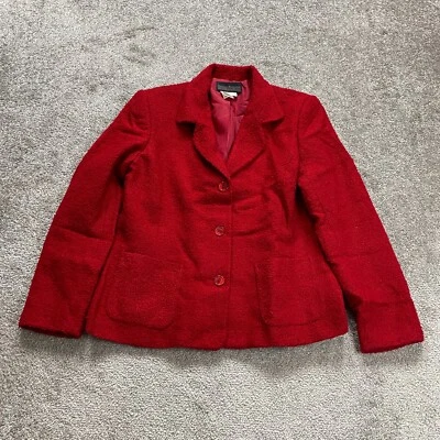 Abrigo Blazer Herman Geist Vintage Tweed Traje Mujer 6P Rojo Un Pecho Trabajo Foto 1 de 4