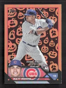 2023 Topps Update Series MATT MERVIS Jack O'Lantern Rookie raro parallelo US236 - Foto 1 di 2