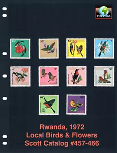 1/3 de descuento valor Scott de $9,75 - 1972 Ruanda aves con flores africanas CV MNH NH UMM - Imagen 1 de 4