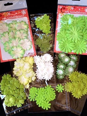 Lote de 188 flores flores surtido verde hecho a mano papel morera San Patricio 16 Foto 1 de 4