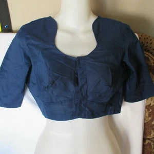 "NUEVO AZUL MEDIANOCHE EXCELENTE Choli BLUSA INCREÍBLE Para Falda SARI TÚNICA Top 32" BUSTO - Imagen 1 de 2