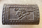 Carved Wooden Trinket Box - Mexico? Jamaica? Hawaii?  Lovely Native Images Nice!