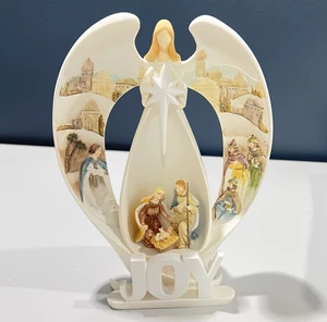 Dicksons Christmas Collection 'Joy' Angel with Blue LED Nativity Display 6.75” - Picture 1 of 13