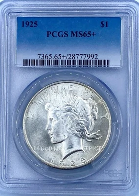 1925 $1 Peace Dollar PCGS MS65+ - Image 1 of 2
