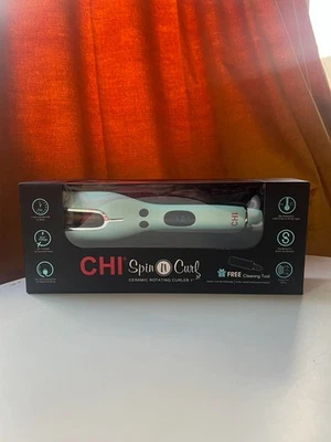 BRAND NEW - CHI Spin N Curl Ceramic Rotating Hair Curler in Mint Green - Image 1 of 4