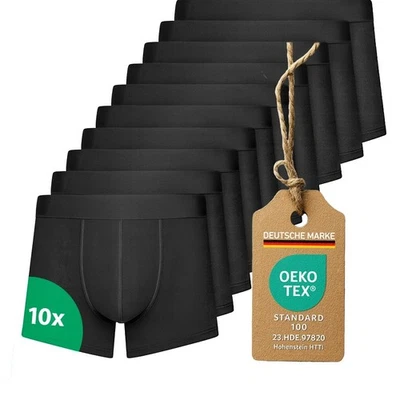 Unterhosen Herren Boxershorts 10er pack Baumwolle 95% Elasthan 5 % Schwarz - Bild 1 von 4