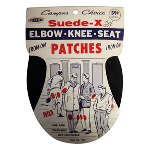 Vintage Penn Suede-X Elbow Knee Seat Iron-On Patches Black 7x5.5" - Picture 1 of 4