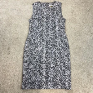 Calvin Klein Gray Snakeskin Print Sleeveless Sheath Dress Size 10 GUC - Afbeelding 1 van 5