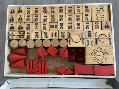 Vintage Chadwick Castle Blocks Wooden Block Set w/ Wooden Tray Near Complete - Image 1 of 4