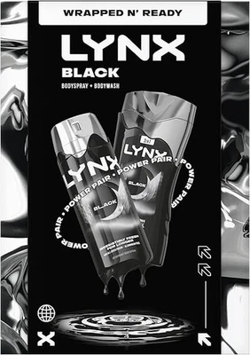 Lynx Black Duo Gift Set Body Wash & Body Spray Men’s Fresh Fragrance Kit