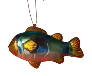 Blown Glass Fish Ornament 4.5” X 3”  - Picture 1 of 12
